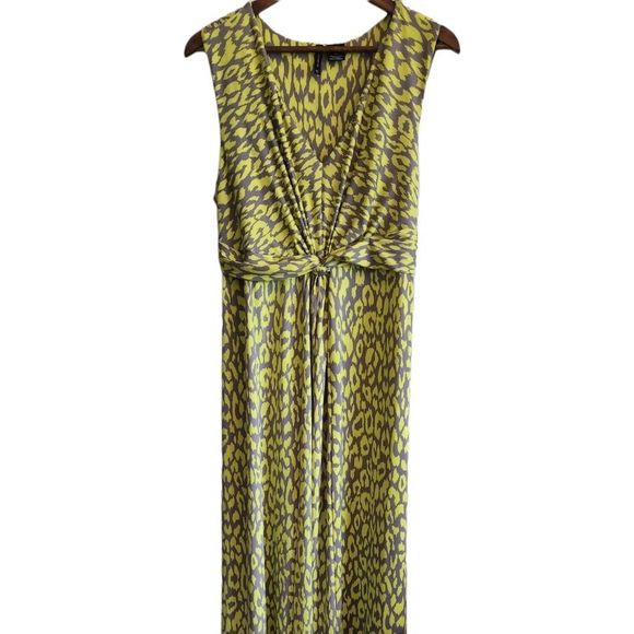 New Directions Lime Green and Gray Maxi Dress - Picture 1 of 8